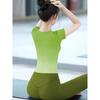 Women's Gradient Yoga Suit 2026: High-End Pilates Temperament Sports Top - Short Sleeve Running Fitness Set