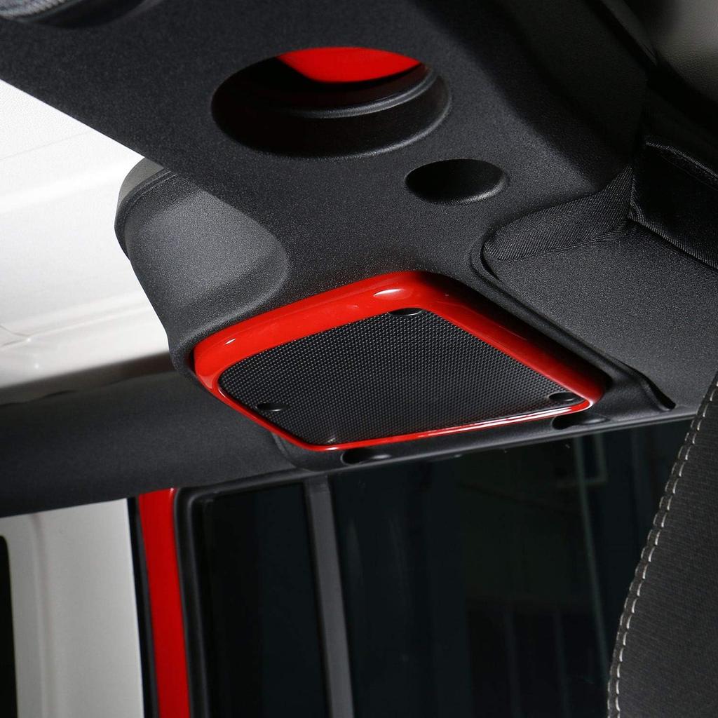 Voodonala for Jeep JK Roof Top Speaker Audio Trim for 2015-2018 Jeep Wrangler JK JKU, ABS Red 2 pcs