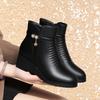 Módne čižmy na klinovom podpätku pre ženy 2024 Zima Hrubá plyšová podšívka Mäkká koža Dámske snehule Veľká veľkosť Dámska zimná obuv