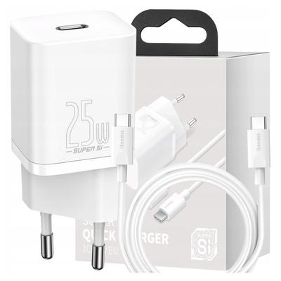 Baseus Super Si Quick Charger 1C 25W Network Charger With USB-C To USB-C 1M Cable (White)