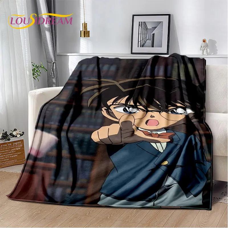 Detektyw Conan Cartoon Anime miękki pluszowy koc, flanelowy koc rzut koc do salonu sypialnia kanapa z funkcją spania narzuta na piknik 3D