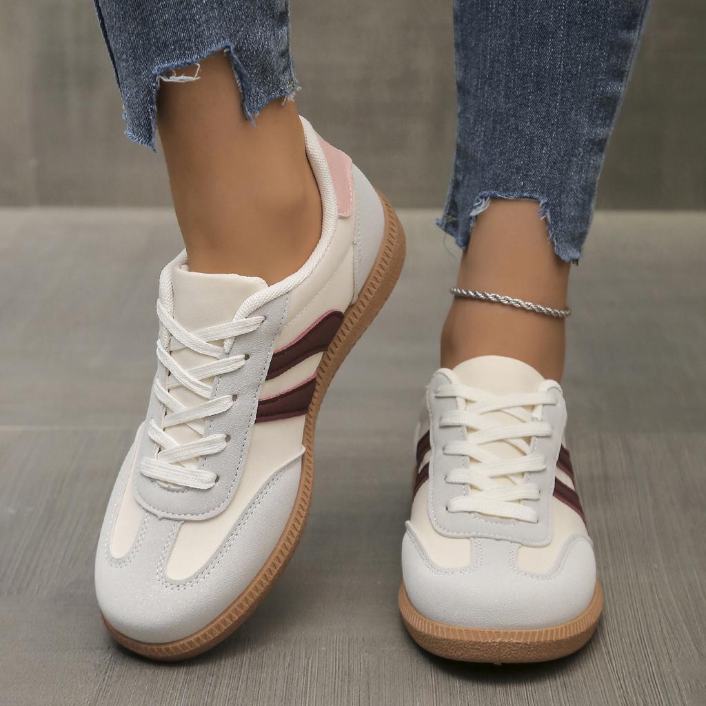 Large Size Women's Casual Shoes 2025 New Shoes Color Matching Retro Ins Sports Board Shoes German Training White Shoes Women