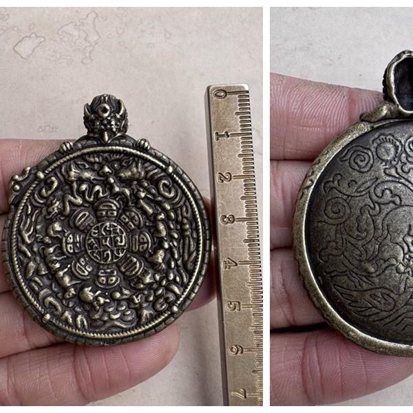 Tibetan Style Brass Lima Ji Pendant Portable Waist Tag Retro Keychain Hanging Twelve Zodiac Ji Gong Copper Plate