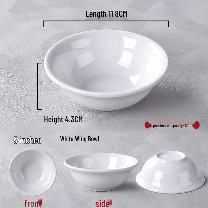 A5 Melamine 5-inch White Rice & Soup Bowl