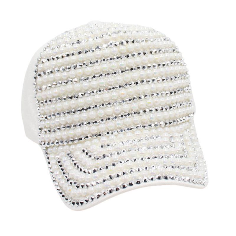 Hut Damen Punkt Diamant Perlenkappe Vielseitige Baseballkappe Frühling und Sommer Sonnenschutz Schirm Ins Wind