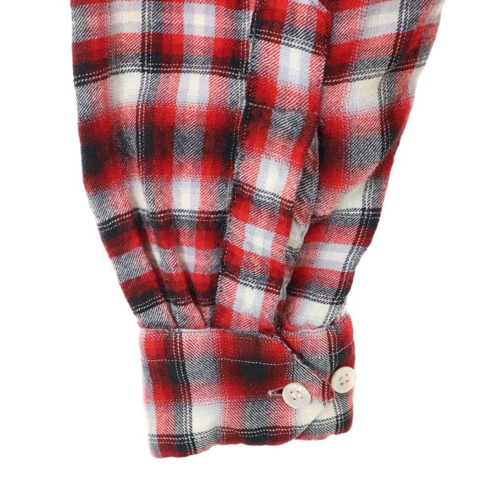 Game and Lake 50s 60s Open collar Vintage box silhouette Ombre Check Pattern Long sleeve Flannel shirt Men's Used