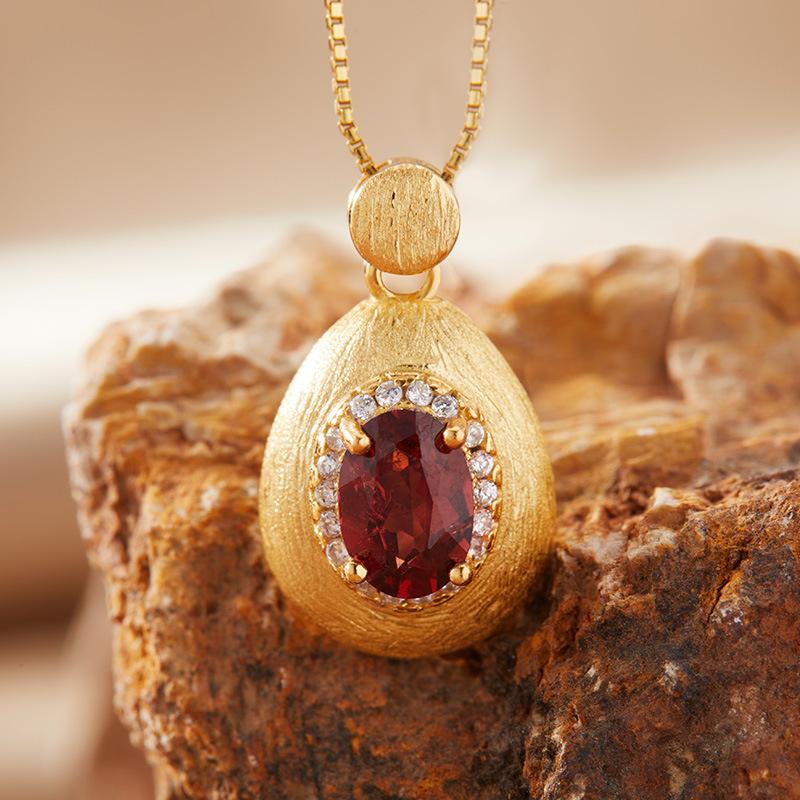 Natural Amethyst Pendant Necklace Women'S S925 Sterling Silver Brushed With Tanzanian Diopside Topa Garnet Colored Treasure