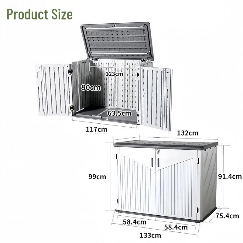Outdoor HDPE Garden Storage Cabinet for Tools and Sundries