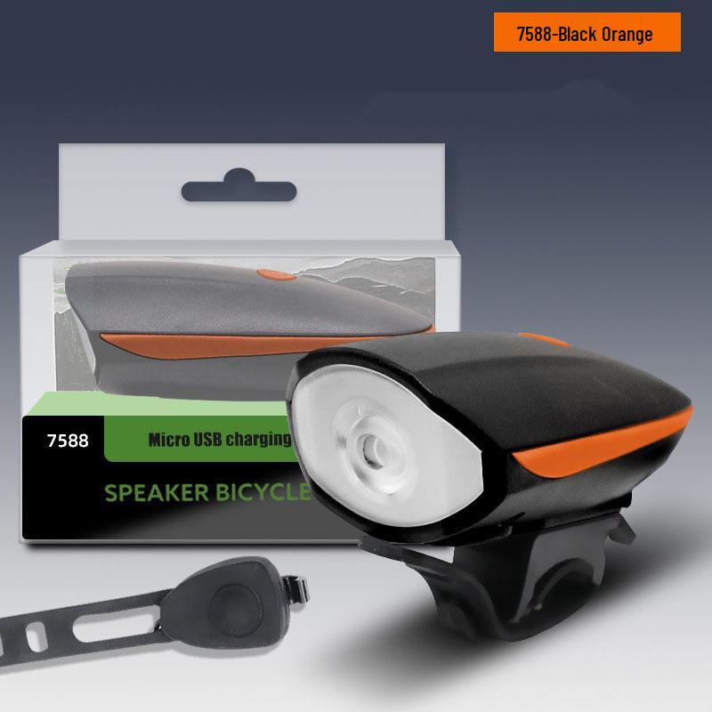 7588 USB Rechargeable Bicycle Front Light and Electric Horn Combo