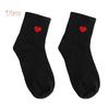 TOPMART Women Solid Color Love Heart Breathable Cotton Elastic Middle Tube Socks