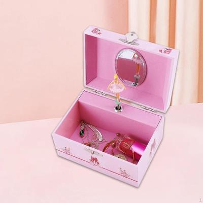 Jewelry Storage Music Box Multipurpose Portable Wood Case Pink Dance Ballet