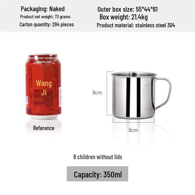 Thickened 304 Stainless Steel Drinking Cup with Lid for Kindergarten Students - Multiple Sizes Available
