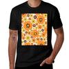 70s Fall Floral Pattern White Version Tshirt Simple Print Design Tshirt