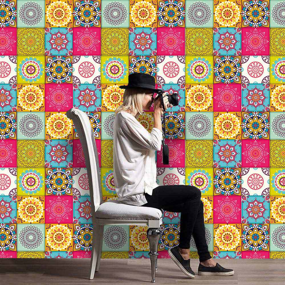 Meiji Creative Tile Sticker Self-Adhesive Wall Sticker Sticker Oil-Proof Waterproof Home Living Room Bedroom Kitchen Bathroom