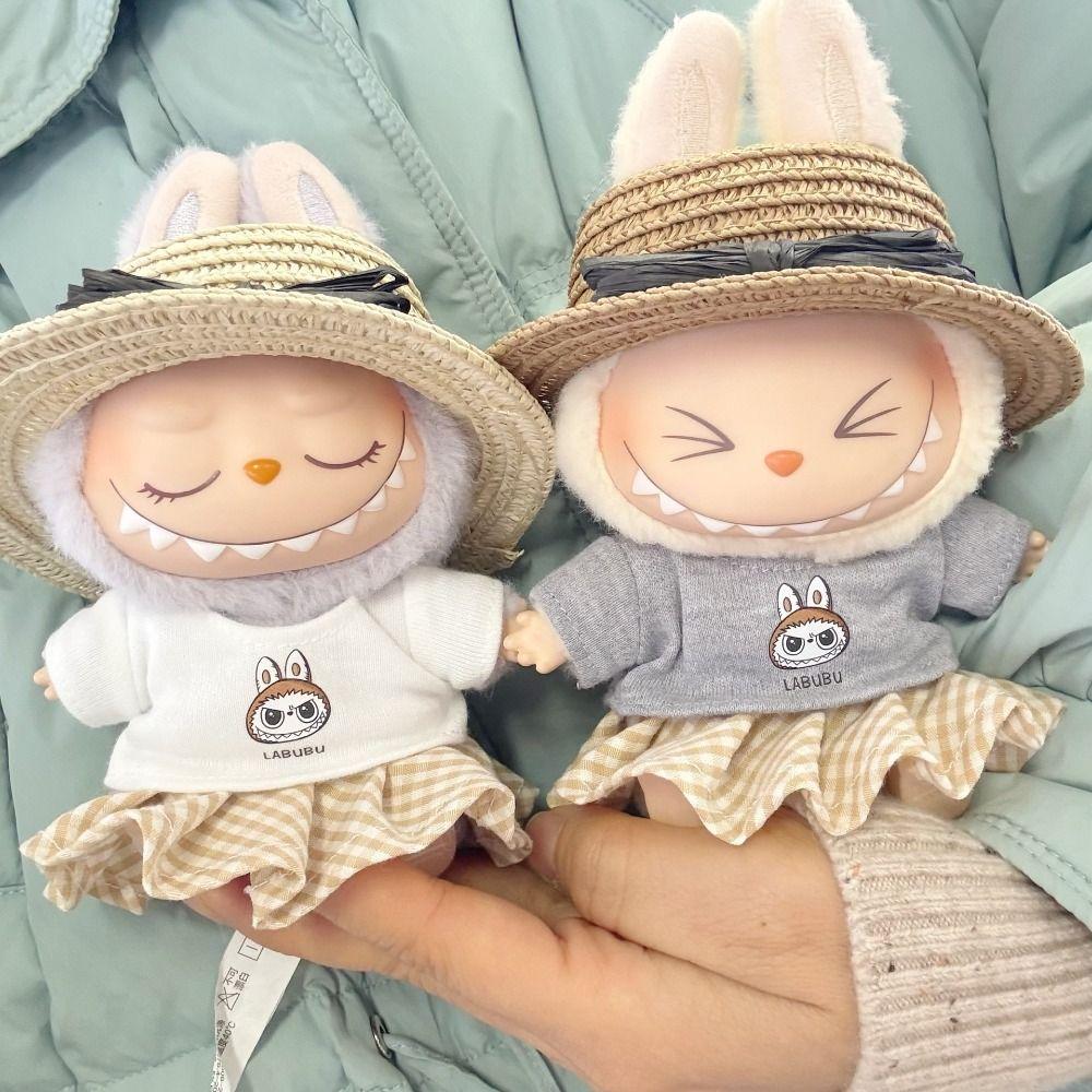 

Літній капелюх Сидячий Лабубу Час Тканинна футболка 17 см Плюшеві ляльки Одяг Бавовняні лялькові аксесуари Style 11
