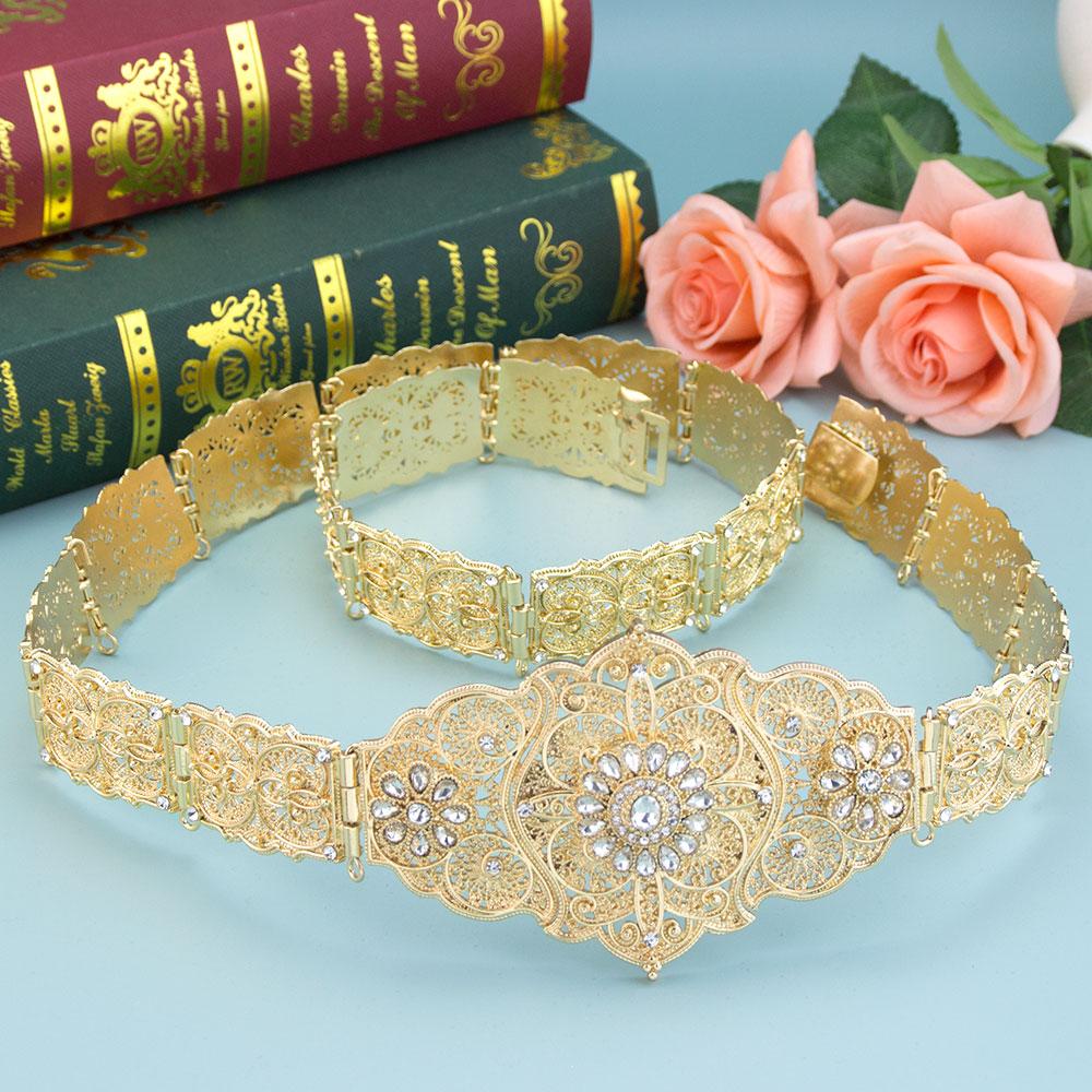 Caucasus Women Belt Matal Waist Chain Adjustable Length Bridal Dress Belt Body Jewelry