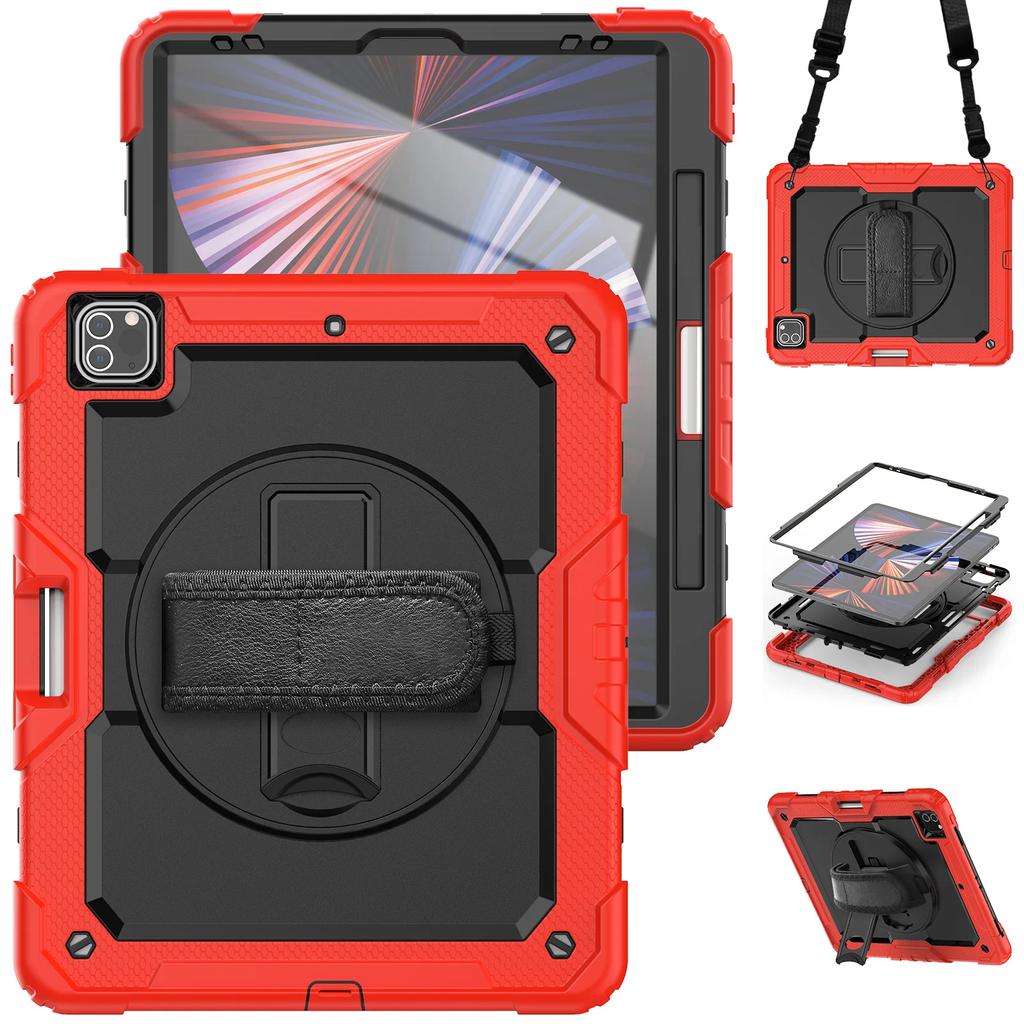 For iPad Pro 11 12.9 13 Inch Case Shockproof Stand Tablet Cover iPad Air 11 4 5 10.9 10th 11th Generation Cases+PET Screen+Strap