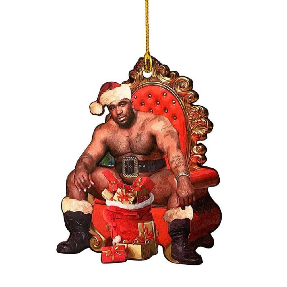 

2D Funny Barry Santa Pendant Acrylic Christmas Tree Decoration Xmas Tree Hanging Pendant Windows A