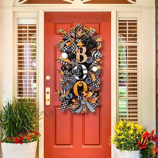 Halloween Swag Wreath Fall Garland Front Door Hanging Porch Sign Wreath for Home Holiday Decor