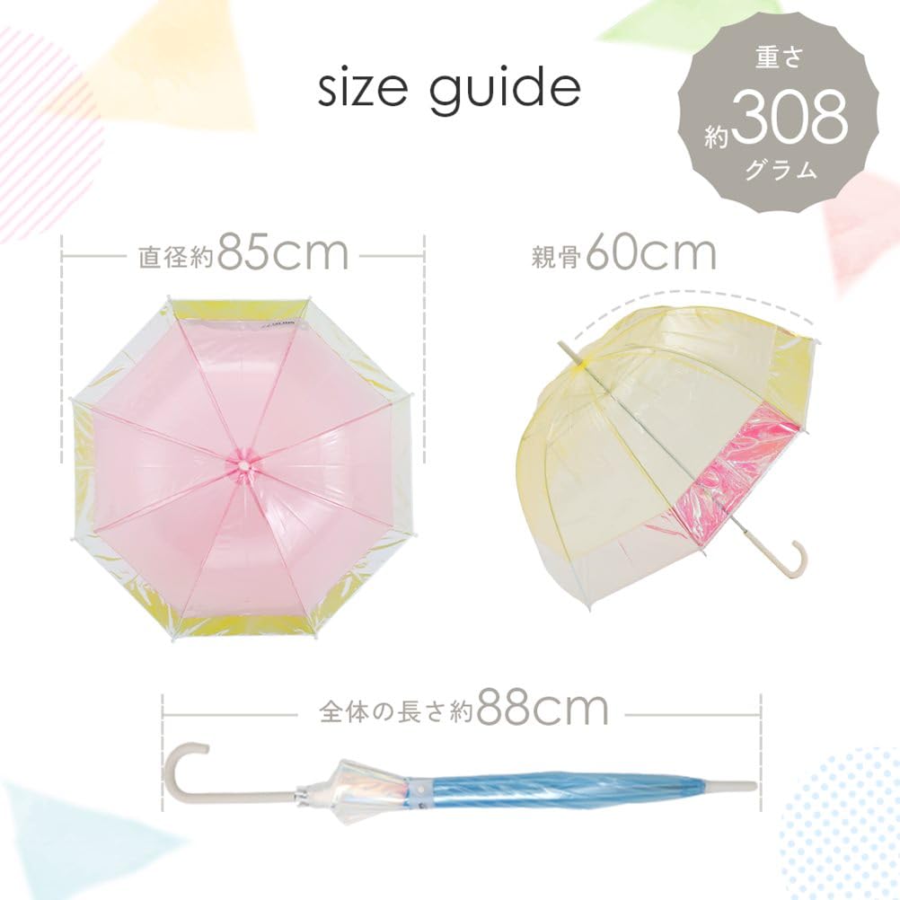 ogawa Aurora Long Umbrella, 60cm, Deep Vinyl Umbrella, LINEDROPS, Pink, Cut-Apart, Birdcage Design, Manual Opening, Safety Cover, 8 Ribs, 54685