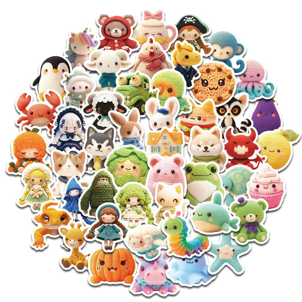 50 Crochet Dolls Cartoon Graffiti Stickers Tumu Frog Starfish Ins Wind Decorative Suitcase