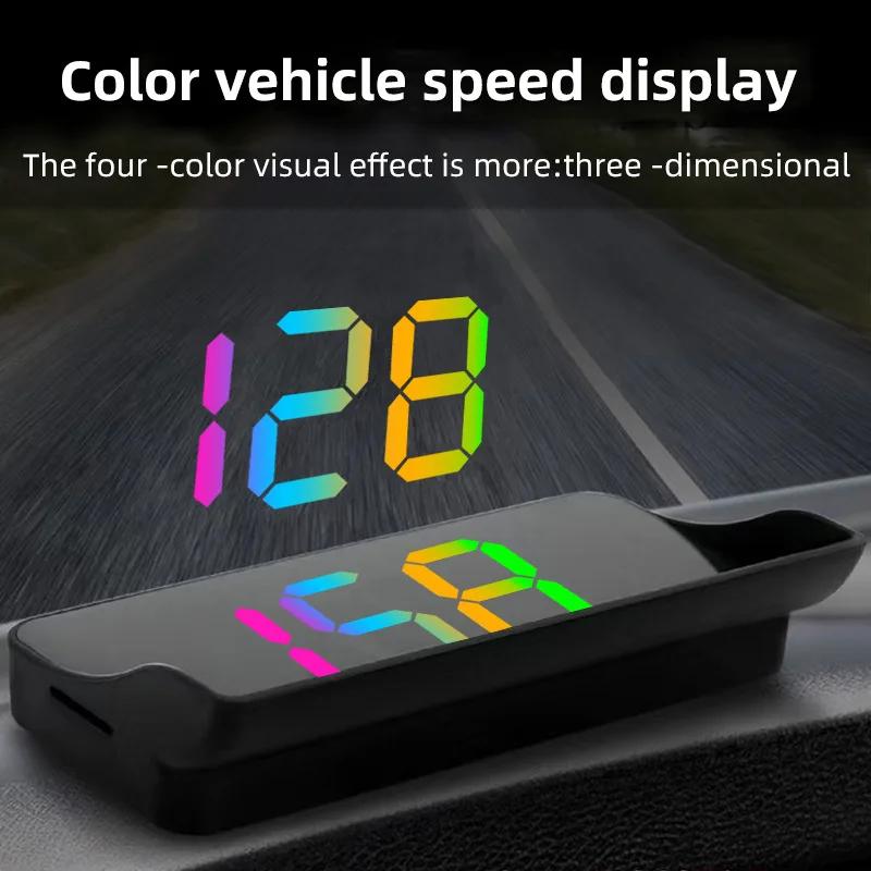 Car HUD GPS Digital Speedometer – Plug-and-Play Windshield Projector, Color Display KMH Speed for Trucks, SUVs & All Vehicles