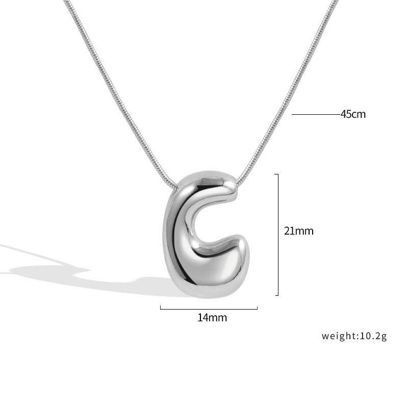 VENTFILLE 925 Sterling Silver 26 Letters Necklace For Women Gift Smooth Cute Balloon Jewelry Accessories Dropshipping Wholesale