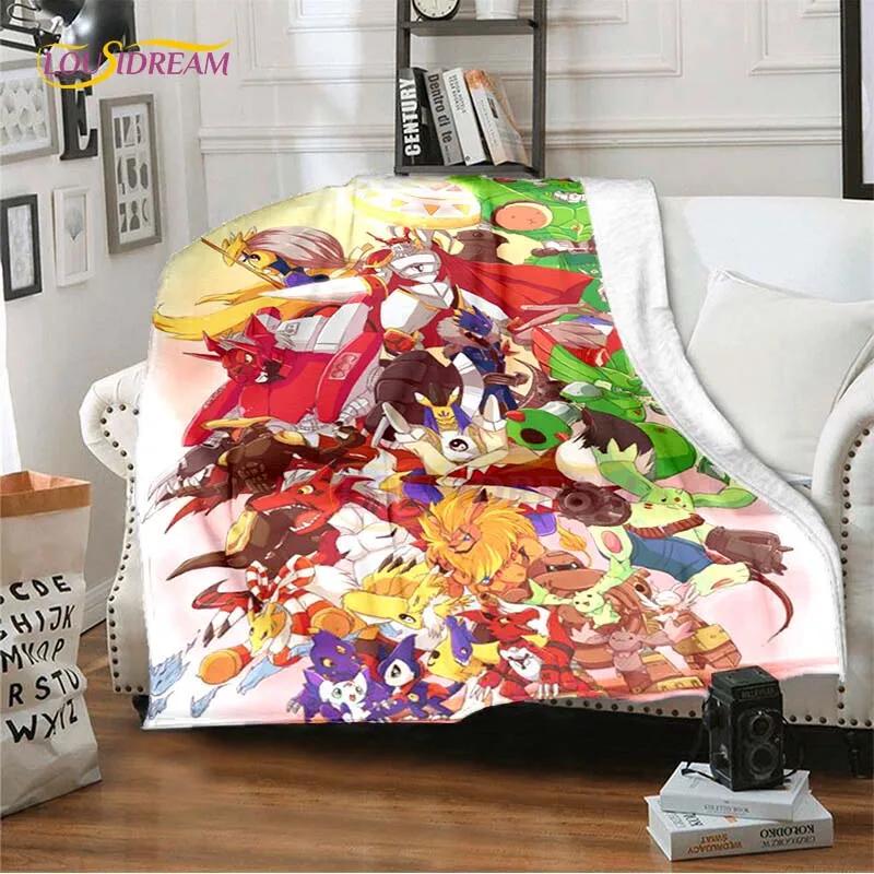 New Cartoon Digimon Blankets for Beds Anime Blanket Queen Size Soft Bed Sheet Rome Decor Winter Bedding Cover Kids Gift Picnic