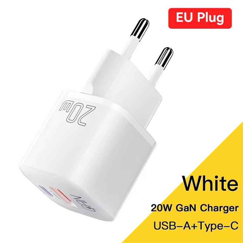 20W GaN USB-C PD Fast Charger, QC3.0 Quick Charger for iPhone 14/13/12/11 Pro Max/Mini, iPad, and More