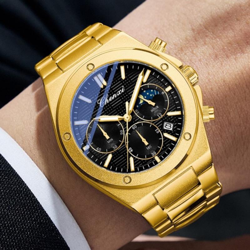 Men Multifunction Quartz Watch Luminous Waterproof Business Fashion Wristwatch