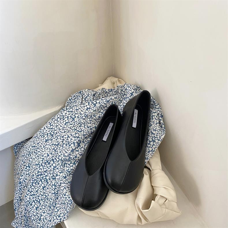 IPPEUM Women Mary Janes Shoes Ballet Flats Black 2025 New Soft Women Leather Ballerina Shoes