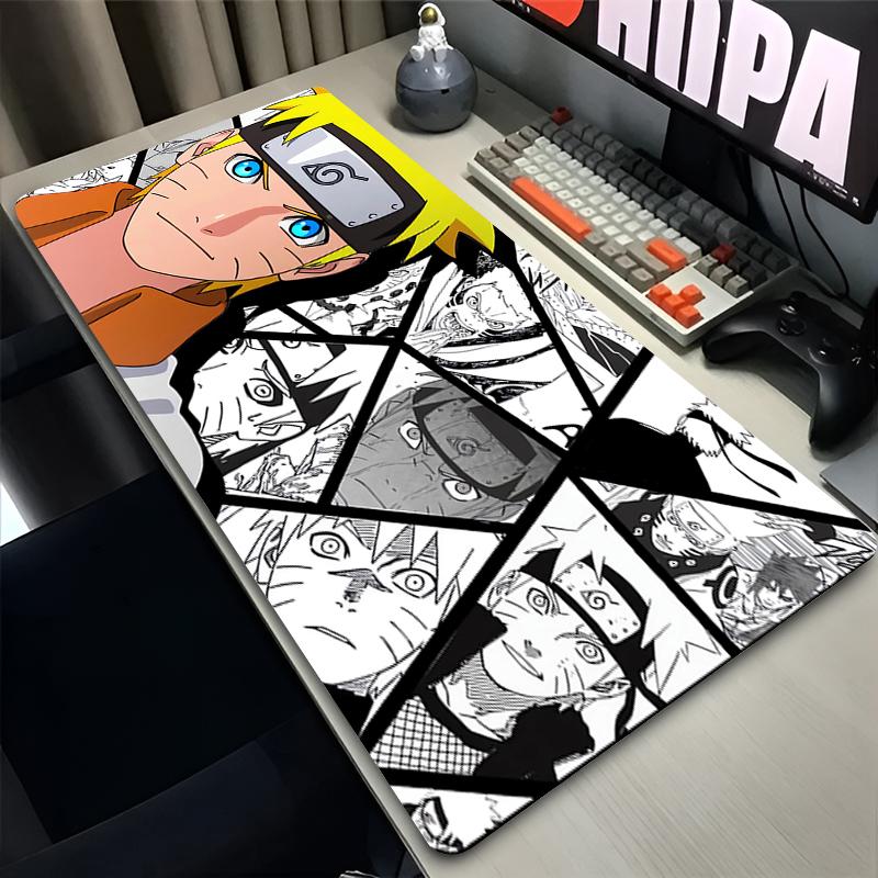 Anime Mouse Pad XXL Gaming Computer Accessories Gamer Nonslip Keyboard Pad Lockedge Naruto Uzumaki Popular Mousepad Edge White