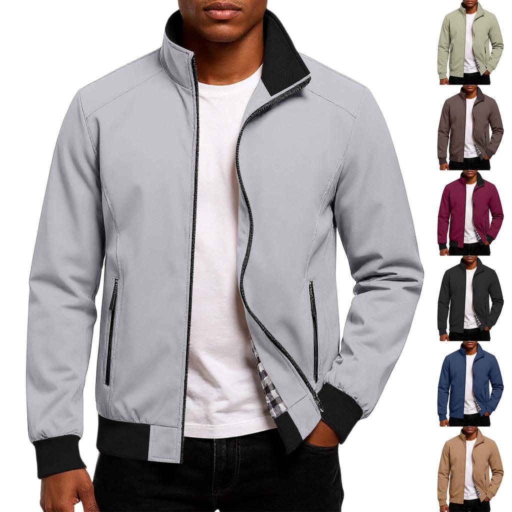 Men's Relaxed-Fit Casual Workwear Baseball Jacket Long-Sleeve Outerwear