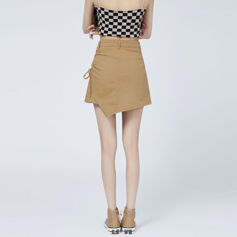 Джинсовая юбка с высокой талией на шнурке для женщин — фото 13