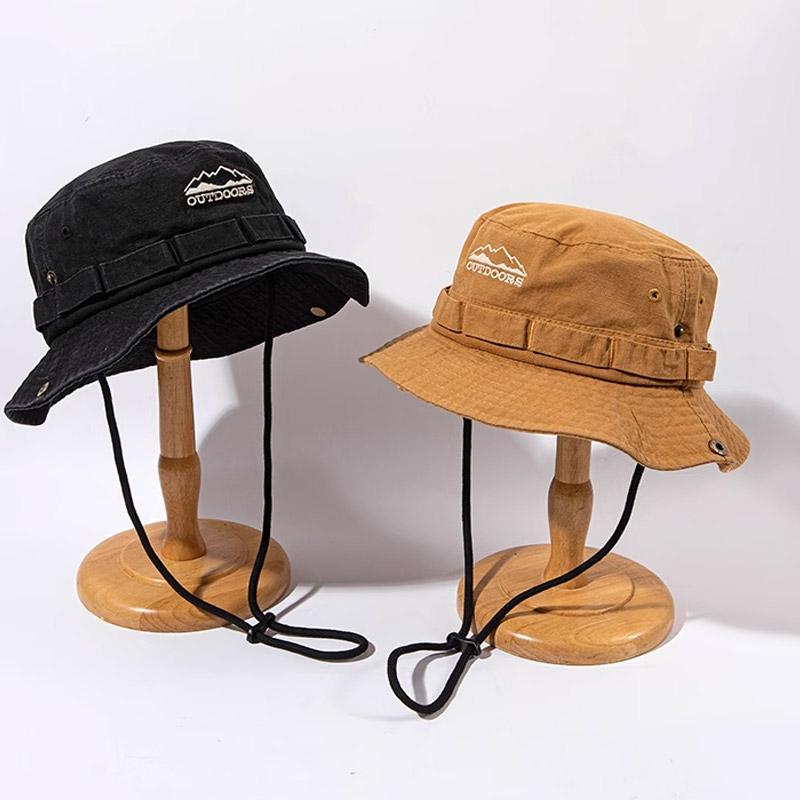 Cappello Estivo da Montagna per Uomo Donna Protezione Solare Cappello a Secchiello Colore Unico Coulisse Cappelli da Pescatore Visiera a Bordo Largo