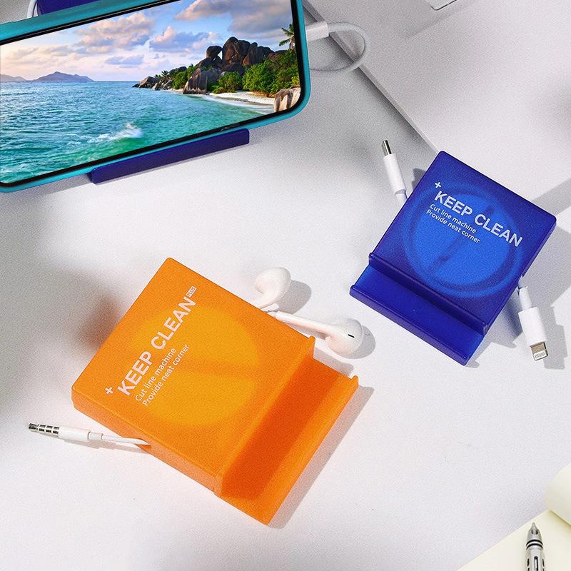 Portable Square Cable Organizer Cord Management Usb Cable Winder Retractable Phone Holder Charger Wire Storage Protector