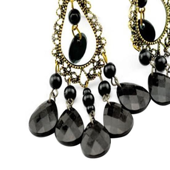 1 Pair Hoop Earrings Exquisite Bright Hollow Pendant Water Drop Beads Earrings for Daily Life