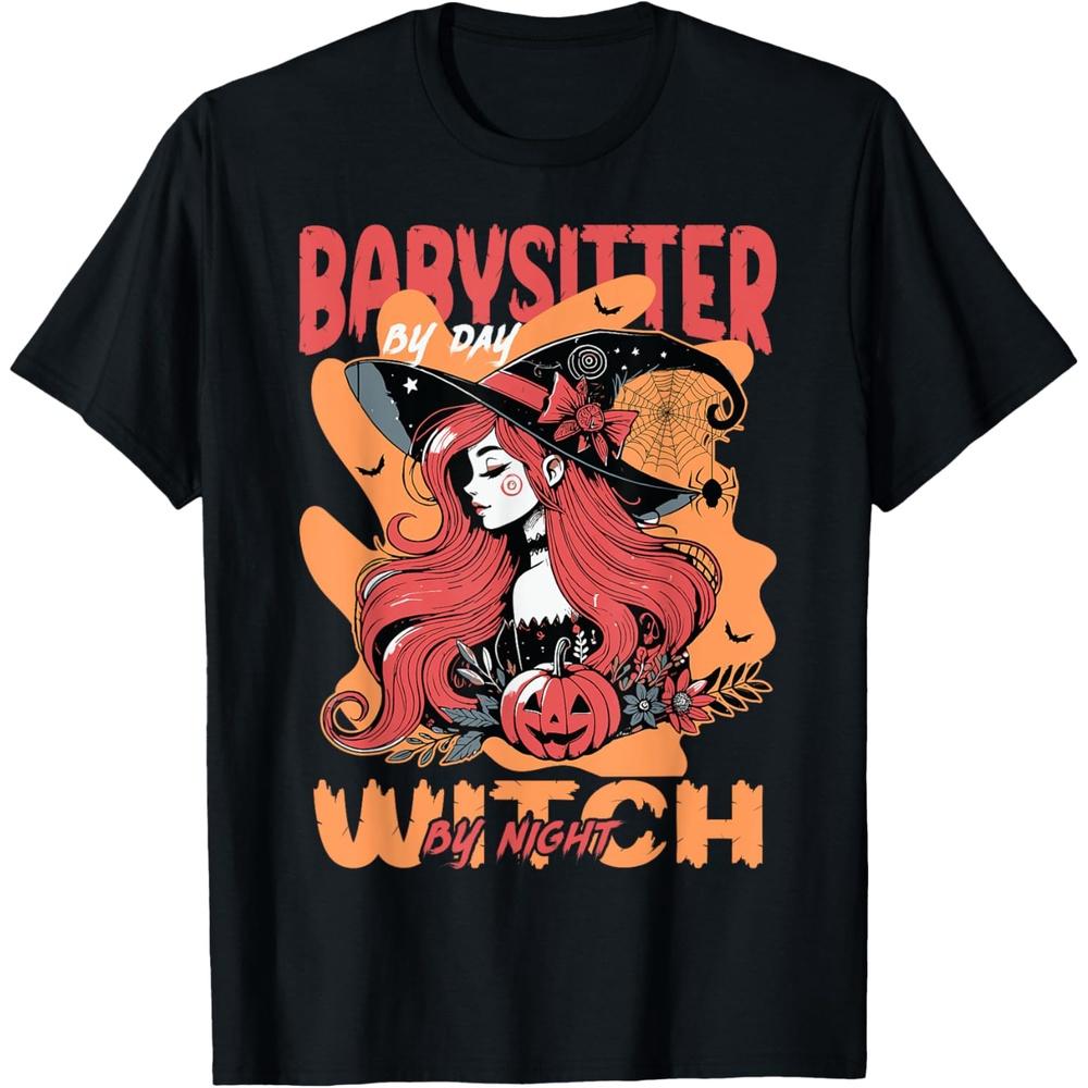 Babysitter by Day Witch by Night Halloween Skeleton Pajama Cotton Men T Shirt L чёрный
