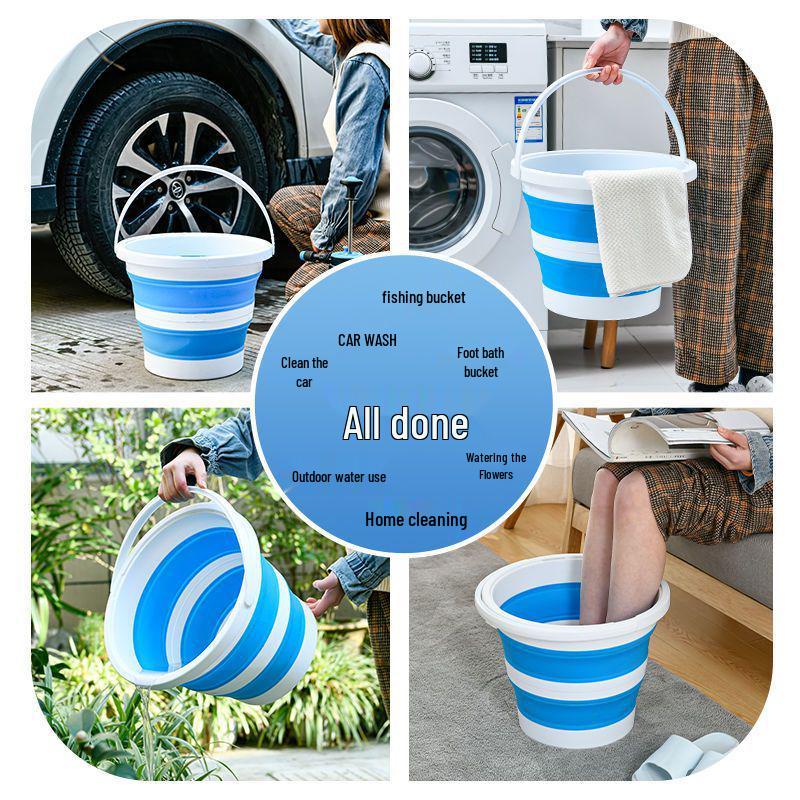 Portable Foldable Fishing Bucket: Thickened Plastic for Water Scooping and Storage