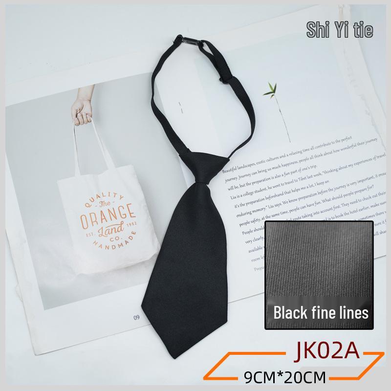 JK Women's No-Knot Black Stripe Academic Style Tie – Korean & Japanese School Uniform Accessory