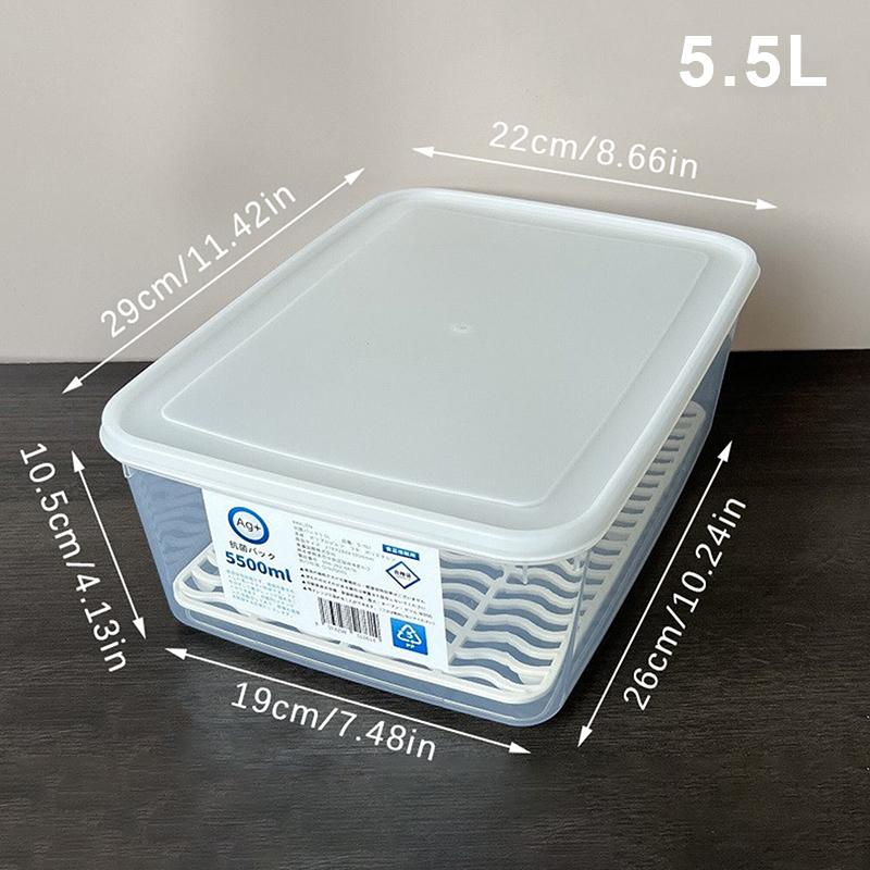 Vegetable Meat Fresh-Keeping Box Kitchen Refrigerator Organizer Drain Storage Box Freezing Food Storage Container
