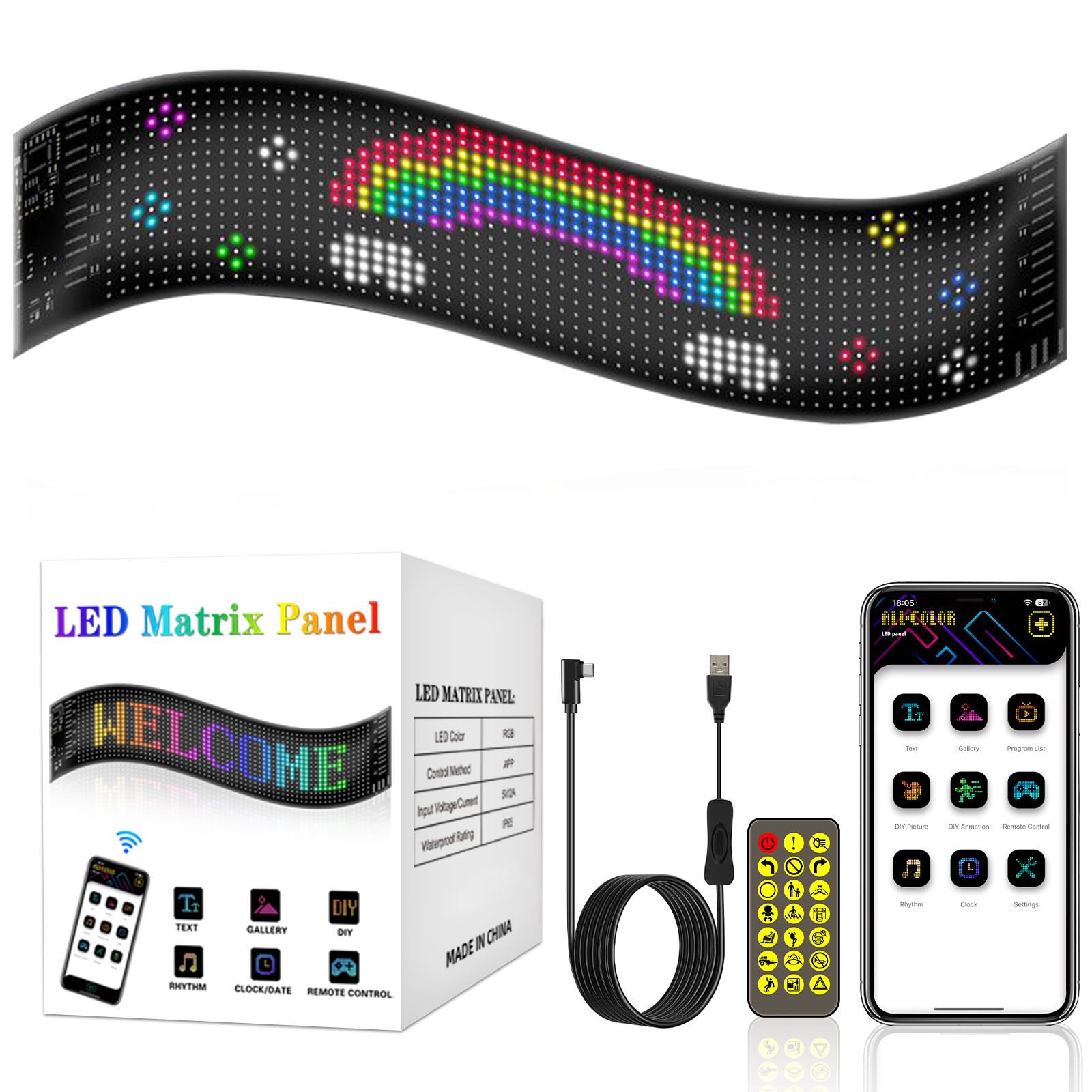 

Гибкий светодиодный дисплей, программируемая прокручиваемая рекламная панель, управление через приложение Bluetooth, световая вывеска на окно автомобиля, вывеска для магазина