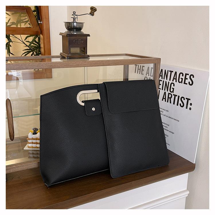 

Simple high-end file laptop bag 2025 spring large-capacity tote bag commuter briefcase чорний