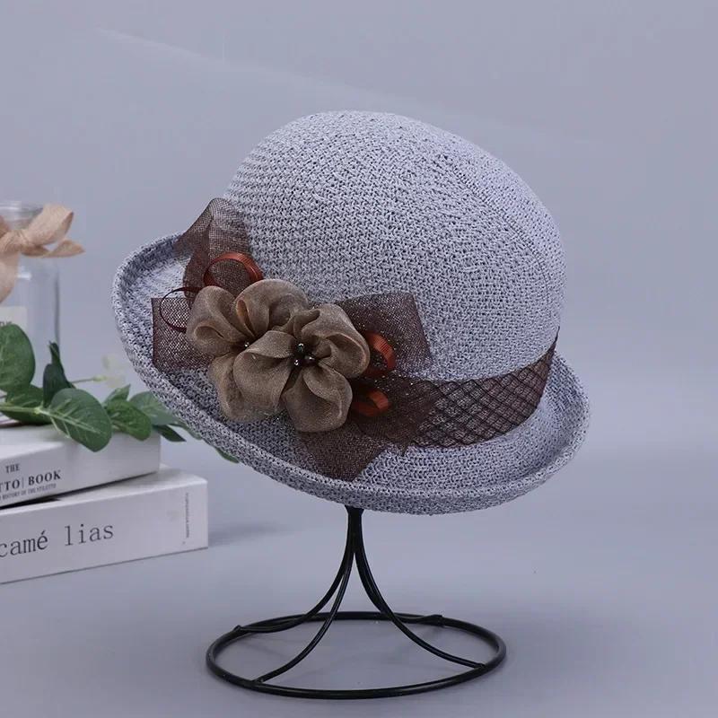 Summer Fashion Lace Sunshade Hat Elegant Edition Women's Knitted Breathable Fisherman's Hat Sunscreen Curled Short Edge Hat