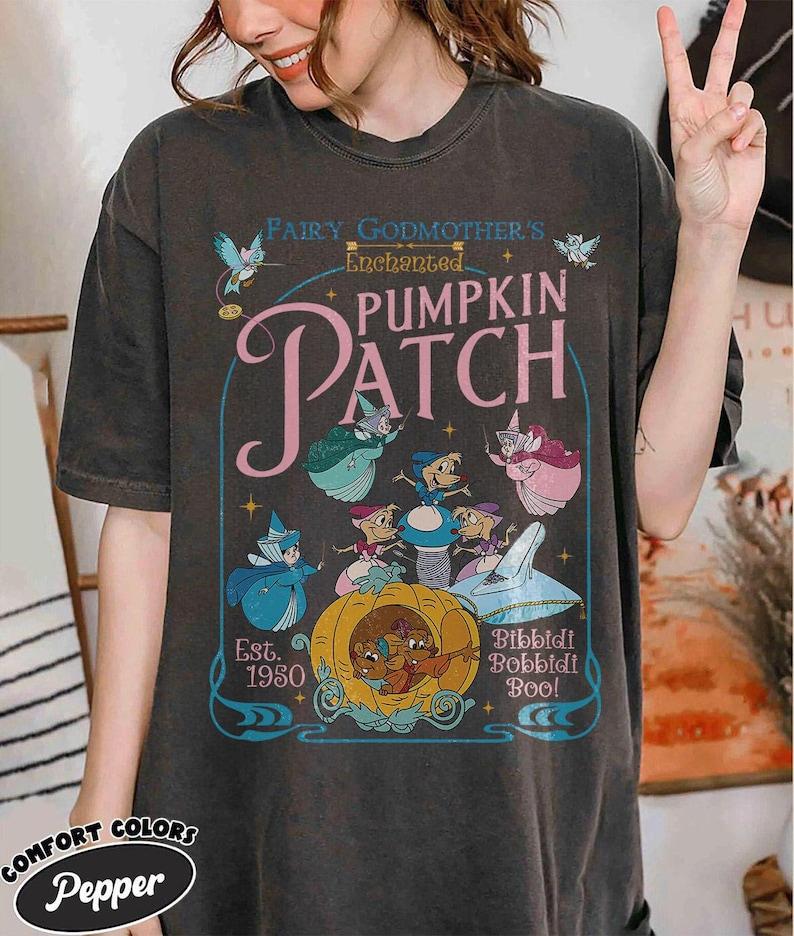 Pumpkin Patch Shirt Retro Cinderella Fairy Godmother Tee Gus Jaq Mouse Fall Vibes Top Bibbidi Bobbidi Boo Halloween Shirt S