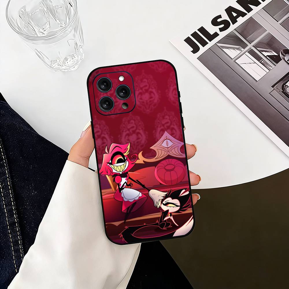 H-Hazbin Hotel N-Niffty Чехол для телефона для iPhone 17, 16, 15, 14, 13, 12, 11 Plus, Pro Max, Другие Мягкий Черный Чехол iPhone15plus