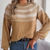 Herbst Winter Vintage Locker Langarm Oberteil Druck Farbe Strickjacke Strickware O-Ausschnitt Pullover