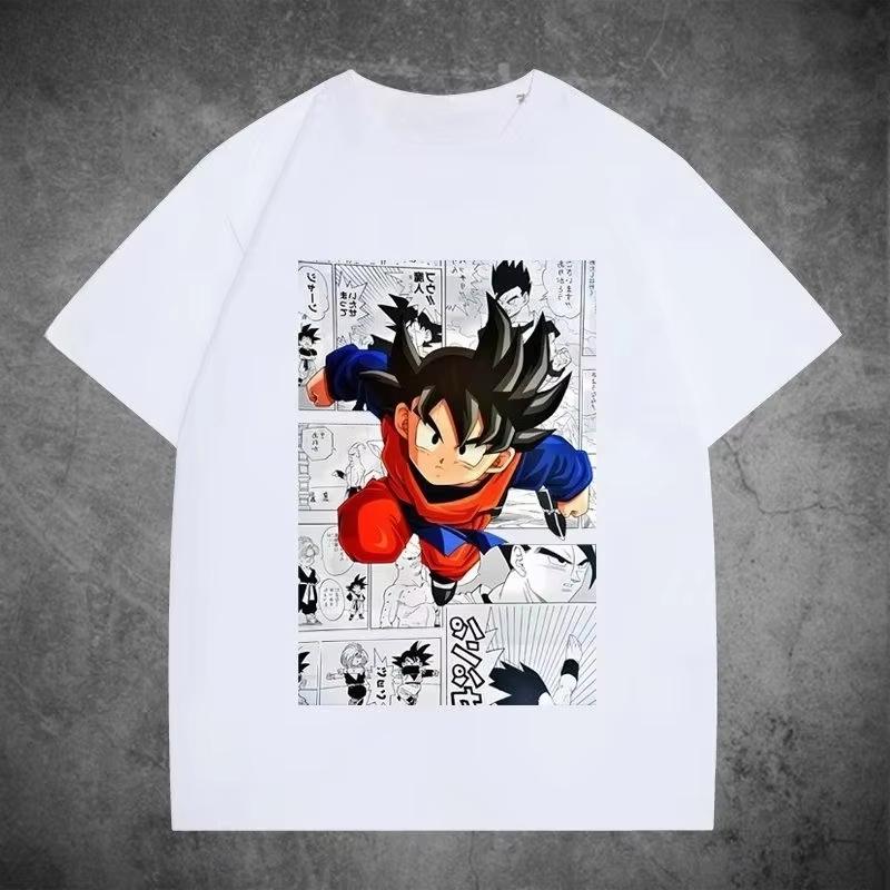 

2026 Summer Dragon Ball Tshirt High Quality pure Cotton Goku Unisexga Panel Print Unisex Retro Casual Tee shirt for Unisex and Women S