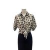 Leopard Print Retro Chiffon Shirt: Loose, Versatile, Short Sleeve Lapel Top for Women