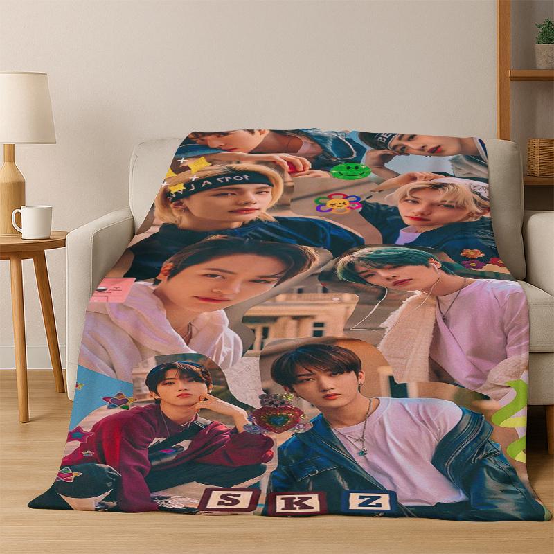 HD Stray Kids Kpop Ultra Soft Flannel Throw Blanket, Warm Cozy Blanket for Couch Sofa Bed Bedroom Living Room Travel Gift